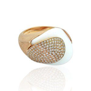 Superoro 18K Rose Gold Diamond Chalcedony Ring